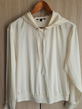Express Cream Hooded Drawstring Pullover